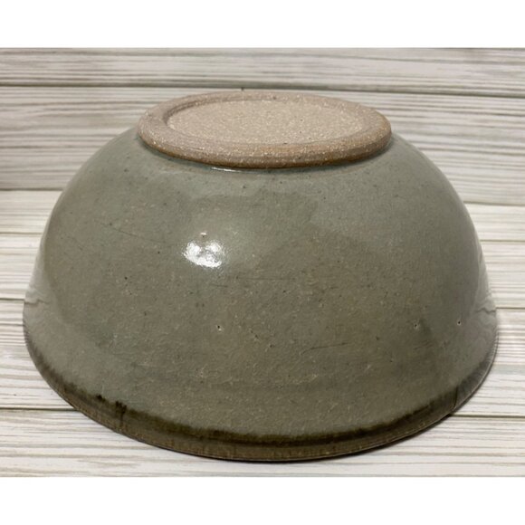 Handcrafted Artisan Pottery Bowl With Earthy Glaze & Abstract Design Light Gray - Picture 5 of 5